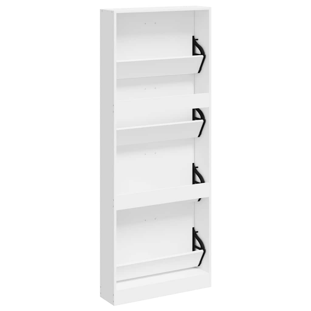 Scarpiera Bianco Lucido 59x17x150 cm in Legno Multistrato