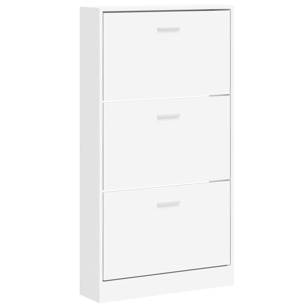 Scarpiera Bianca 59x17x108 cm in Legno Massello di Argilla