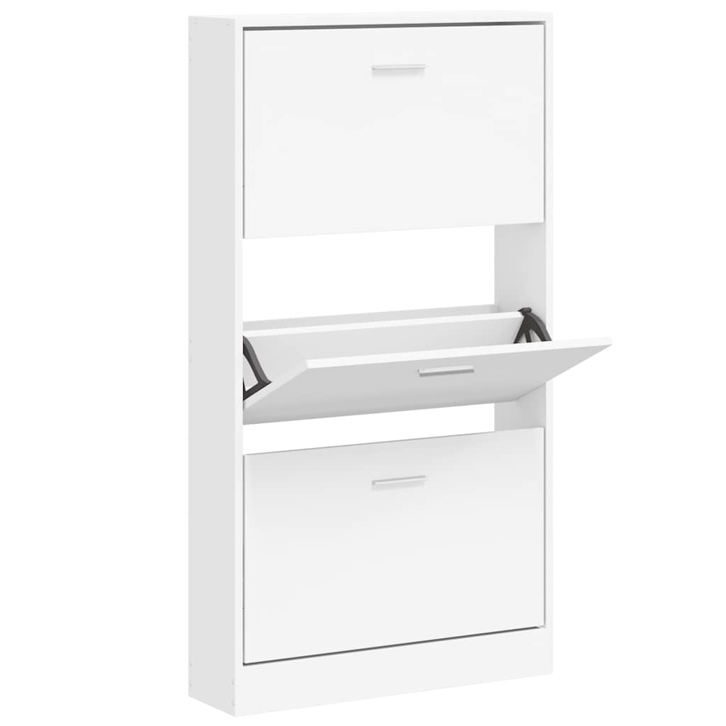 Scarpiera Bianca 59x17x108 cm in Legno Massello di Argilla