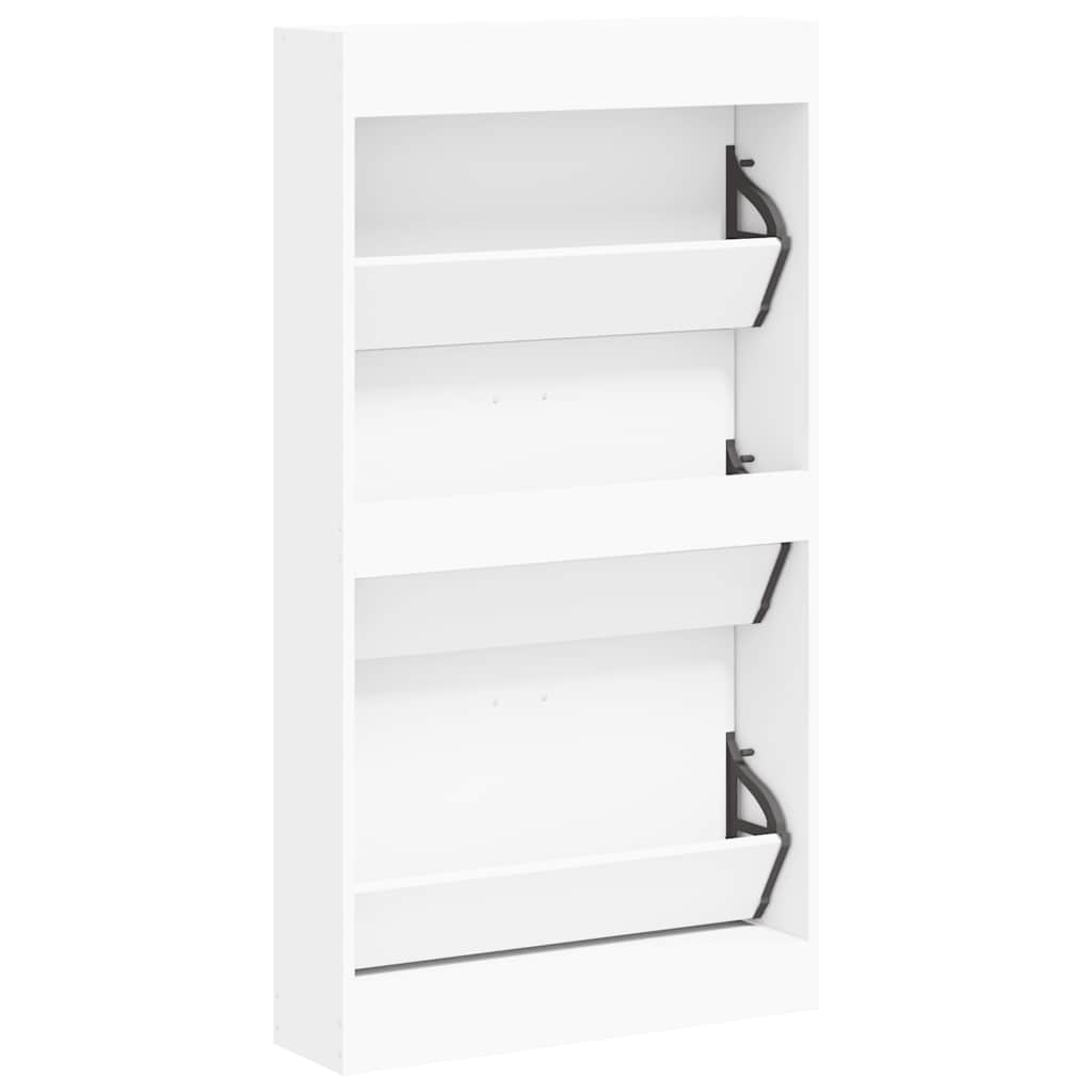 Scarpiera Bianca 59x17x108 cm in Legno Massello di Argilla