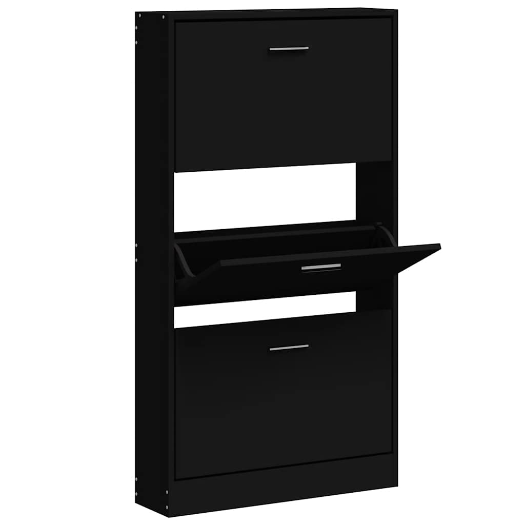 Scarpiera Nera 59x17x108 cm in Legno Multistrato