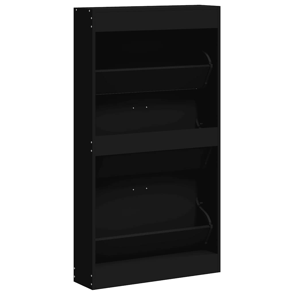 Scarpiera Nera 59x17x108 cm in Legno Multistrato