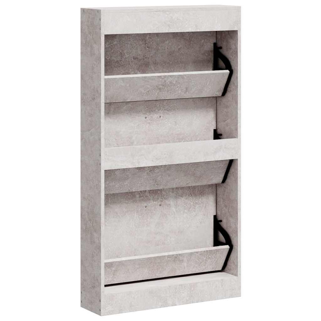 Scarpiera Grigio Cemento 59x17x108 cm in Legno Multistrato