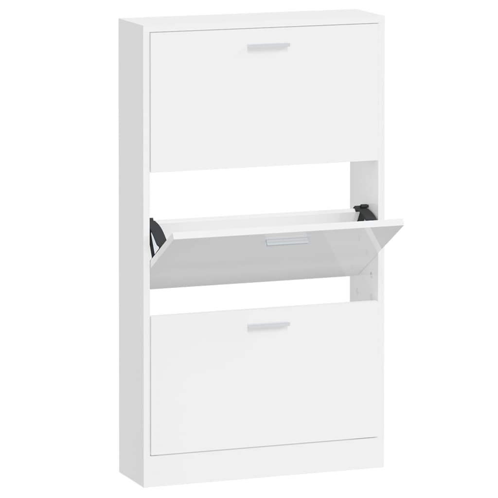Scarpiera Bianco Lucido 59x17x108 cm in Legno Multistrato