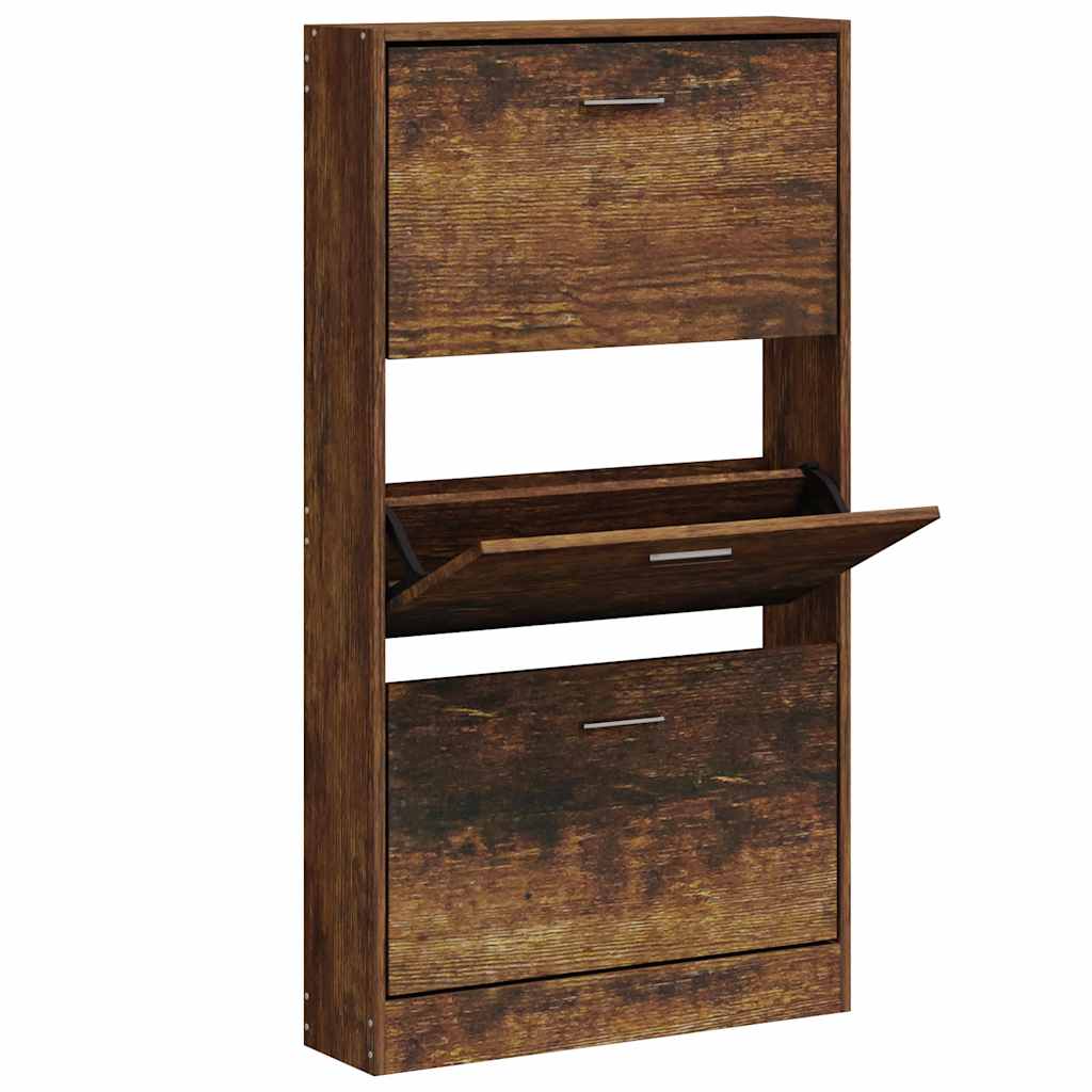 Scarpiera Rovere Fumo 59x17x108 cm in Legno Multistrato
