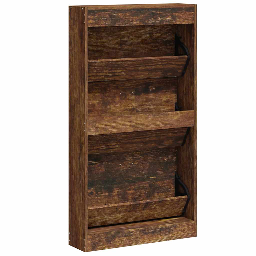 Scarpiera Rovere Fumo 59x17x108 cm in Legno Multistrato