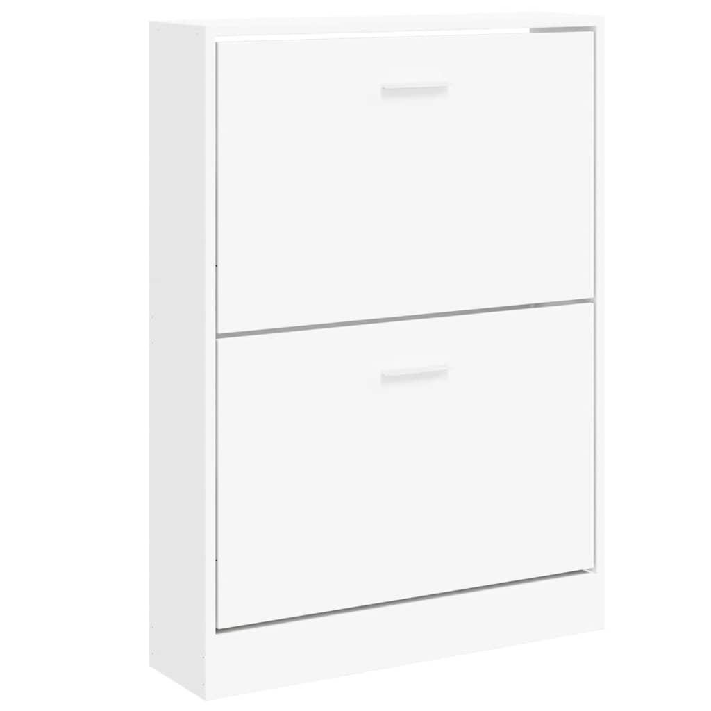 Scarpiera Bianca 59x17x81 cm in Legno Massello di Argilla