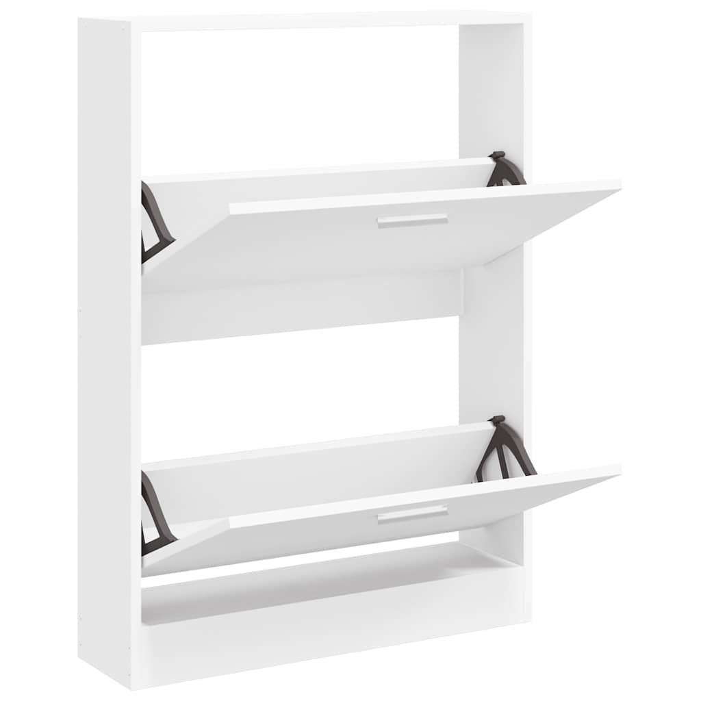 Scarpiera Bianca 59x17x81 cm in Legno Massello di Argilla