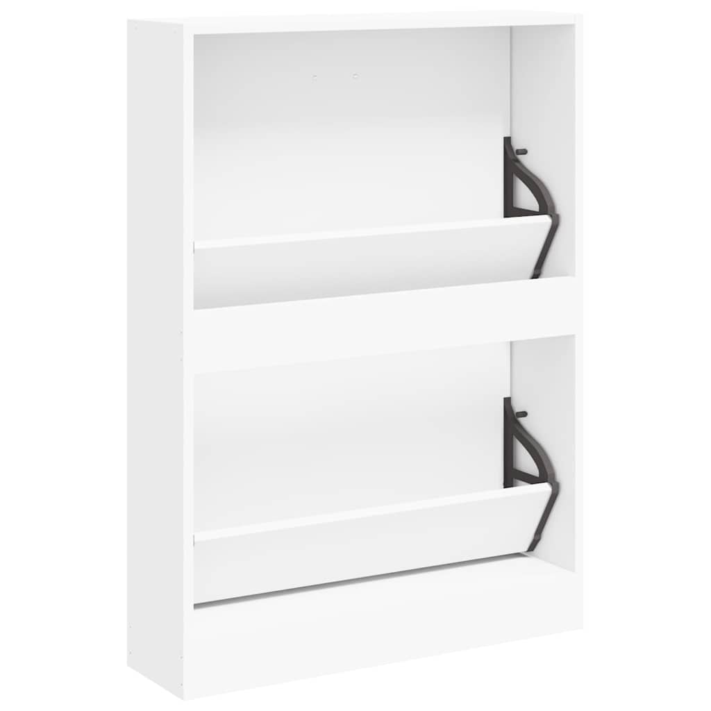 Scarpiera Bianca 59x17x81 cm in Legno Massello di Argilla