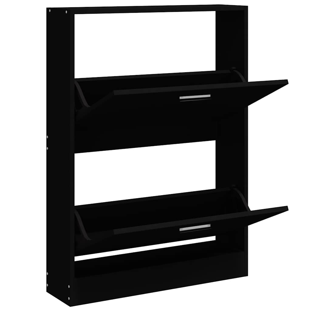 Scarpiera Nero 59x17x81 cm in Legno Multistrato