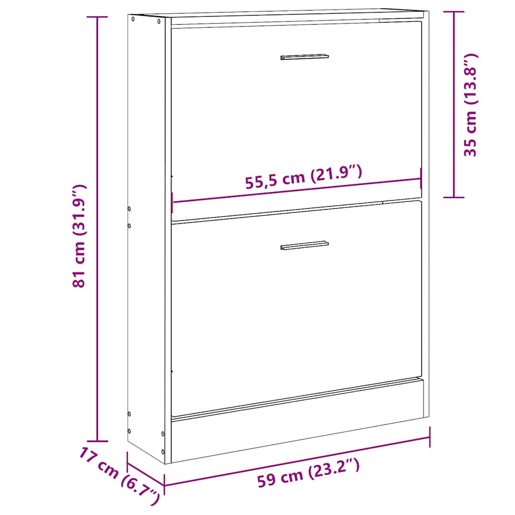 Scarpiera Nero 59x17x81 cm in Legno Multistrato