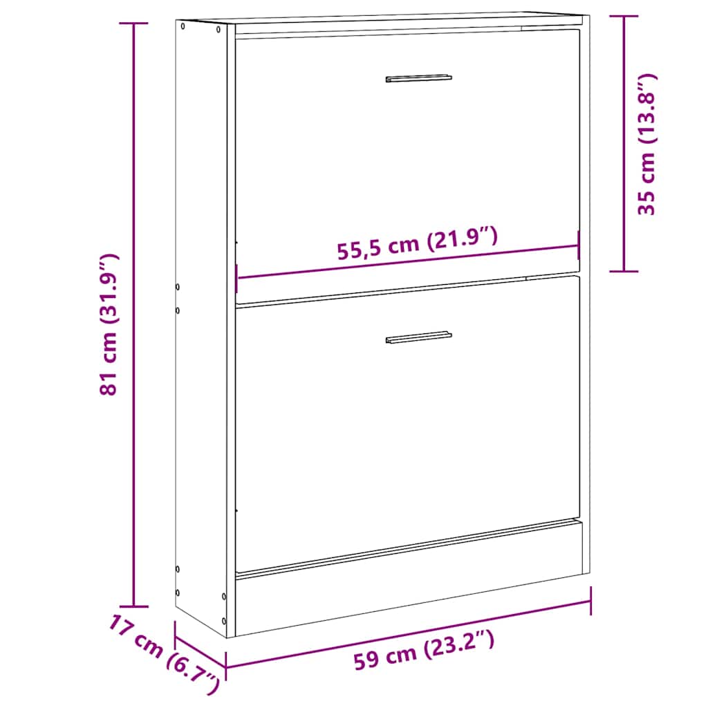 Scarpiera Rovere Fumo 59x17x81 cm in Legno Multistrato