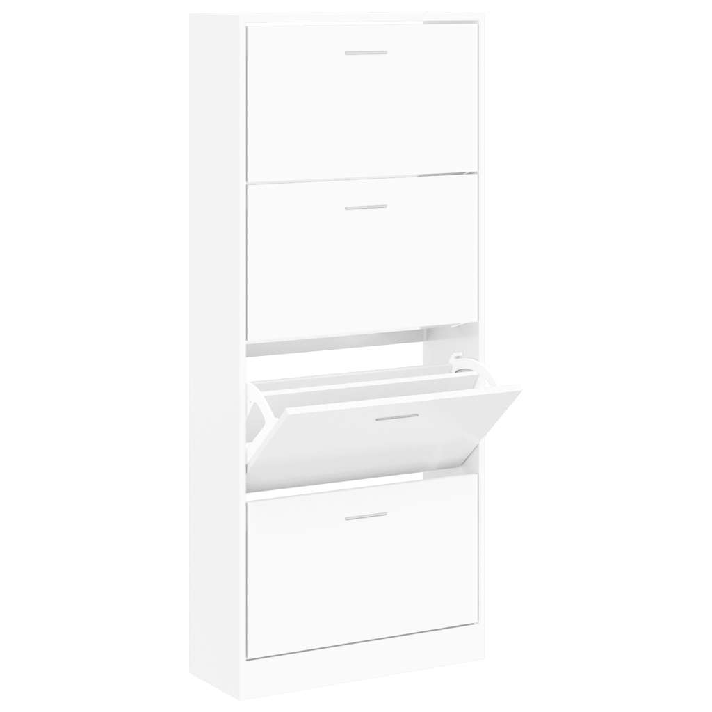 Scarpiera Bianca 63x24x147 cm in Legno Multistrato