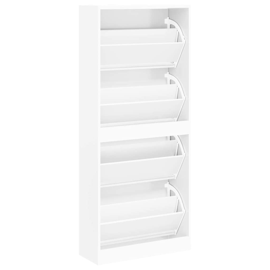 Scarpiera Bianca 63x24x147 cm in Legno Multistrato
