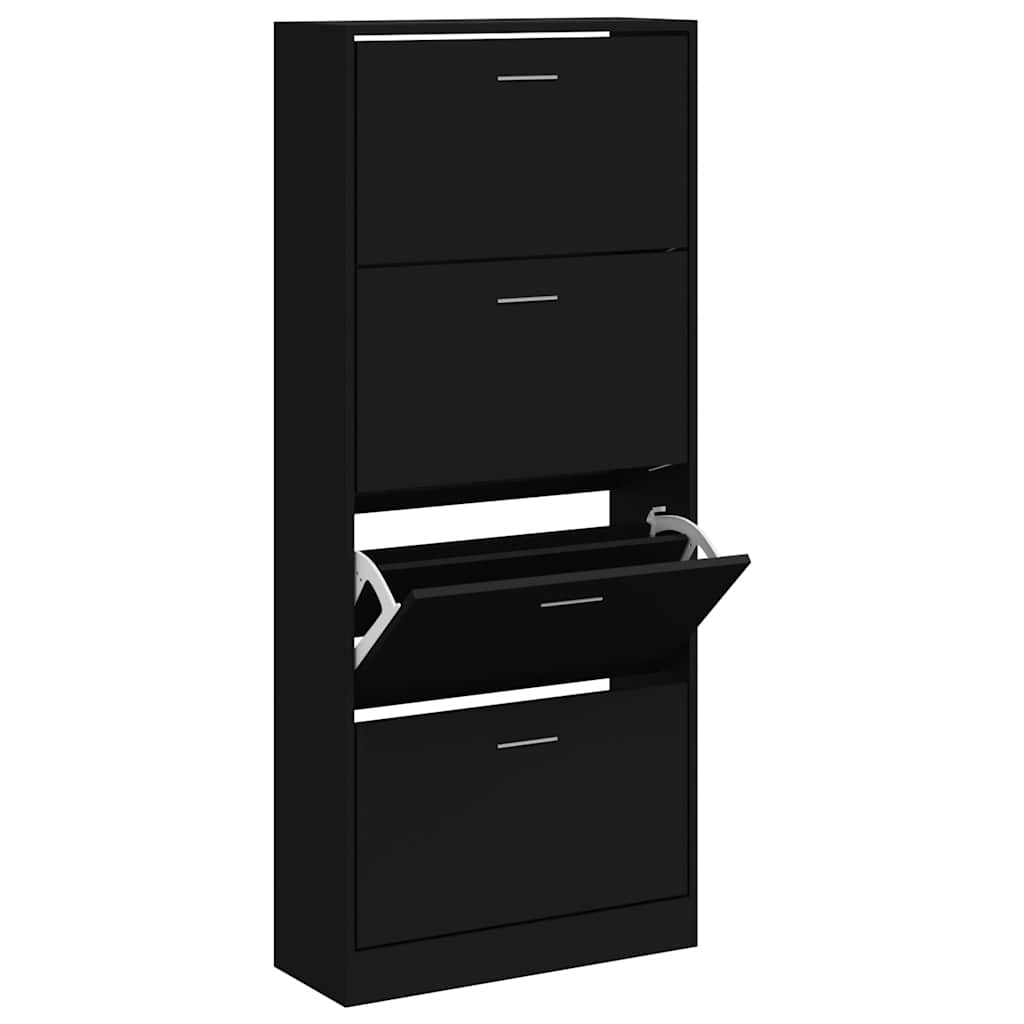 Scarpiera Nera 63x24x147 cm in Legno Multistrato