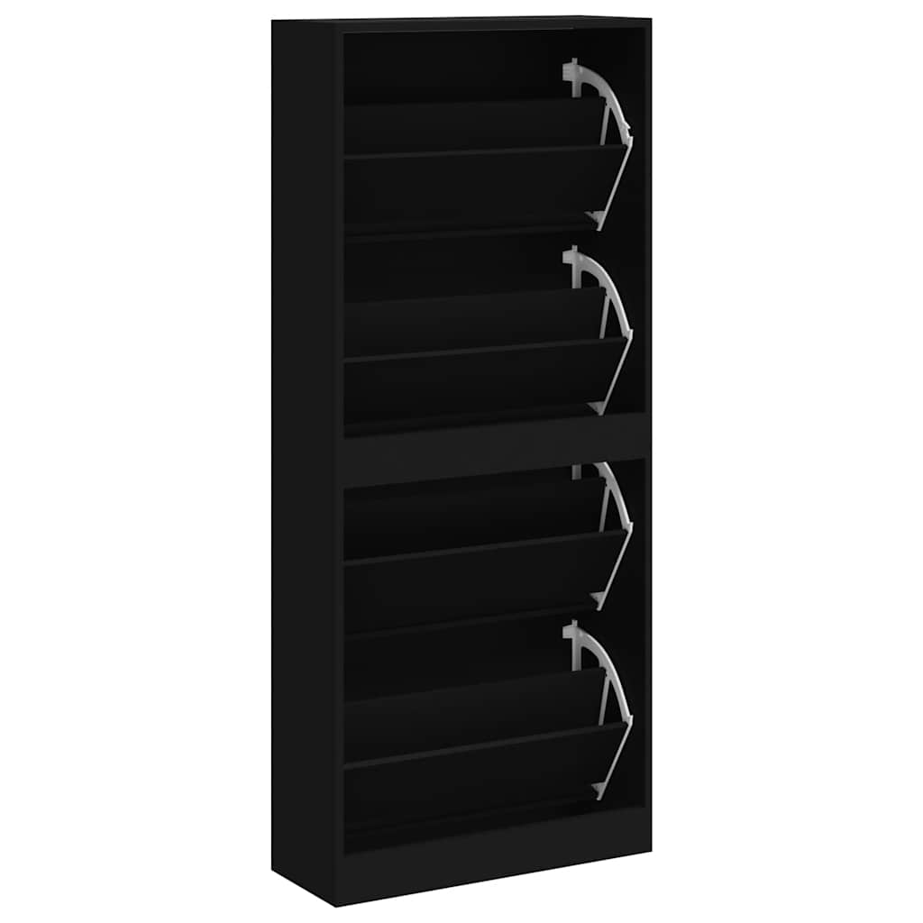 Scarpiera Nera 63x24x147 cm in Legno Multistrato