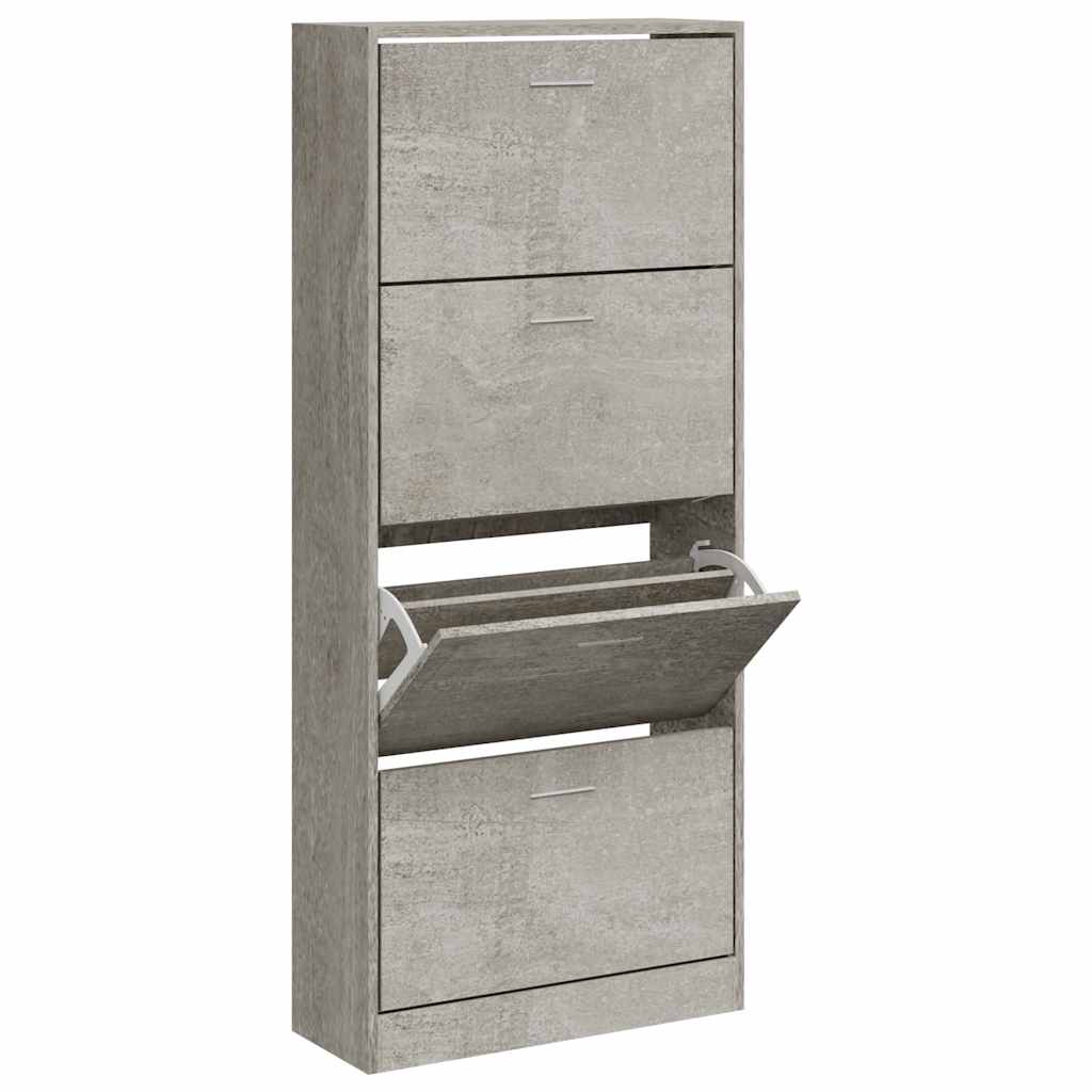 Scarpiera Grigio Cemento 63x24x147 cm in Legno Multistrato