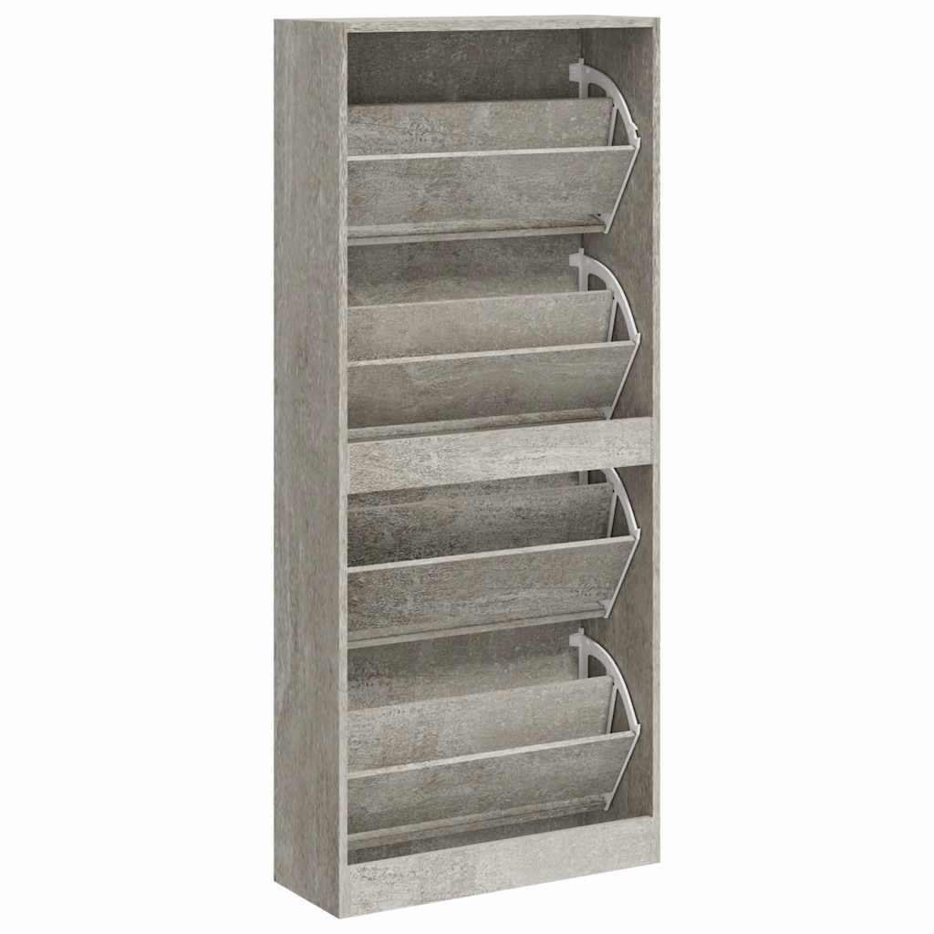 Scarpiera Grigio Cemento 63x24x147 cm in Legno Multistrato