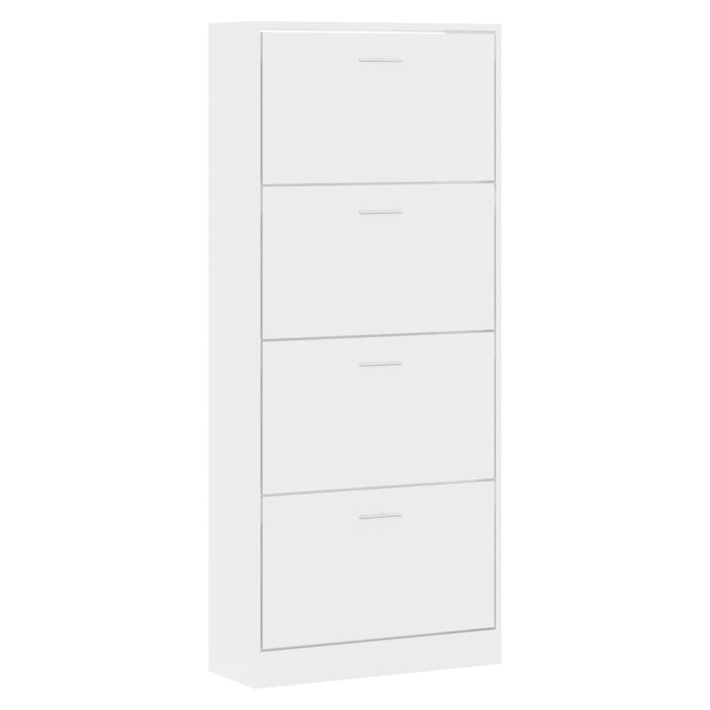 Scarpiera Bianco Lucido 63x24x147 cm in Legno Multistrato