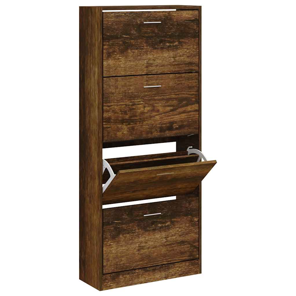 Scarpiera Rovere Fumo 63x24x147 cm in Legno Multistrato