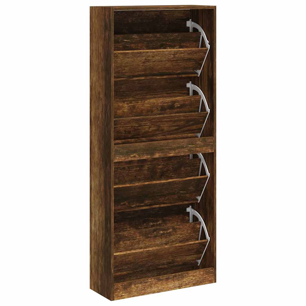 Scarpiera Rovere Fumo 63x24x147 cm in Legno Multistrato