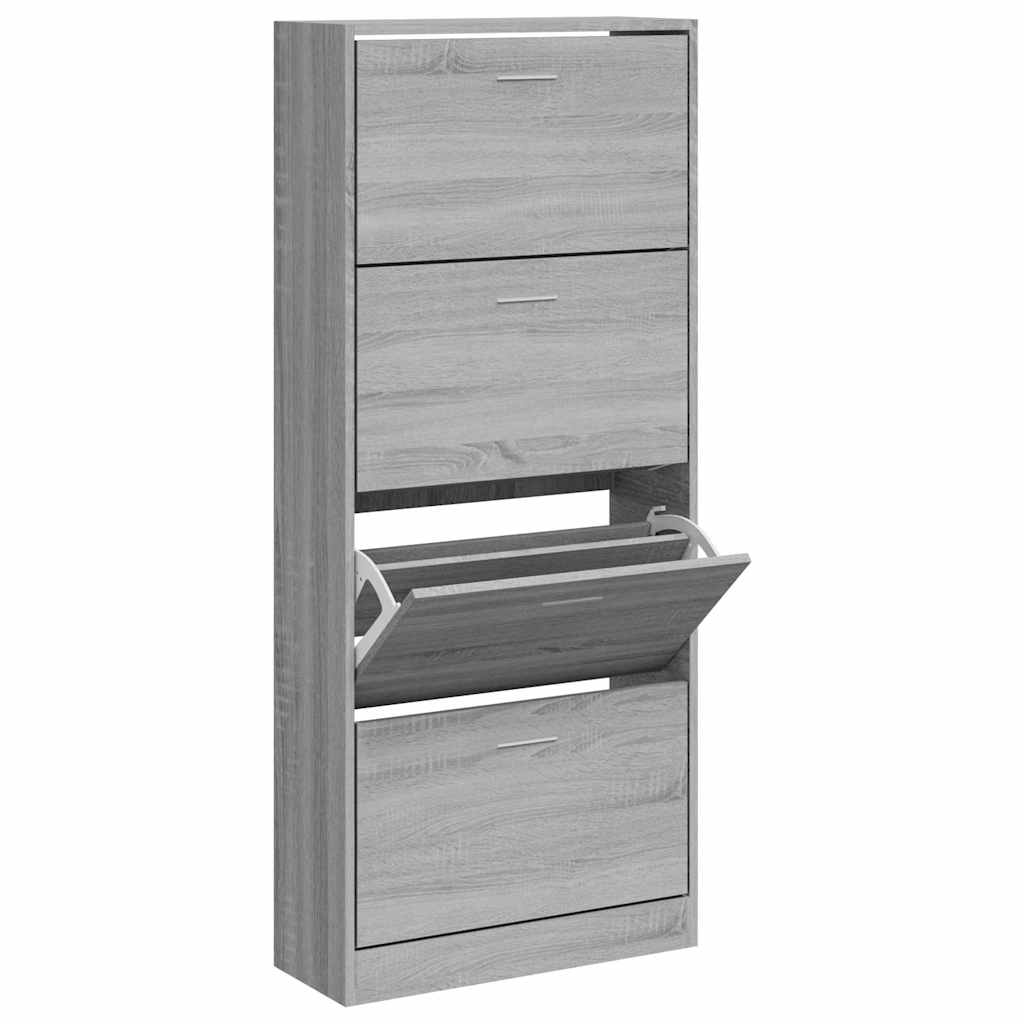 Scarpiera Grigio Sonoma 63x24x147 cm in Legno Multistrato