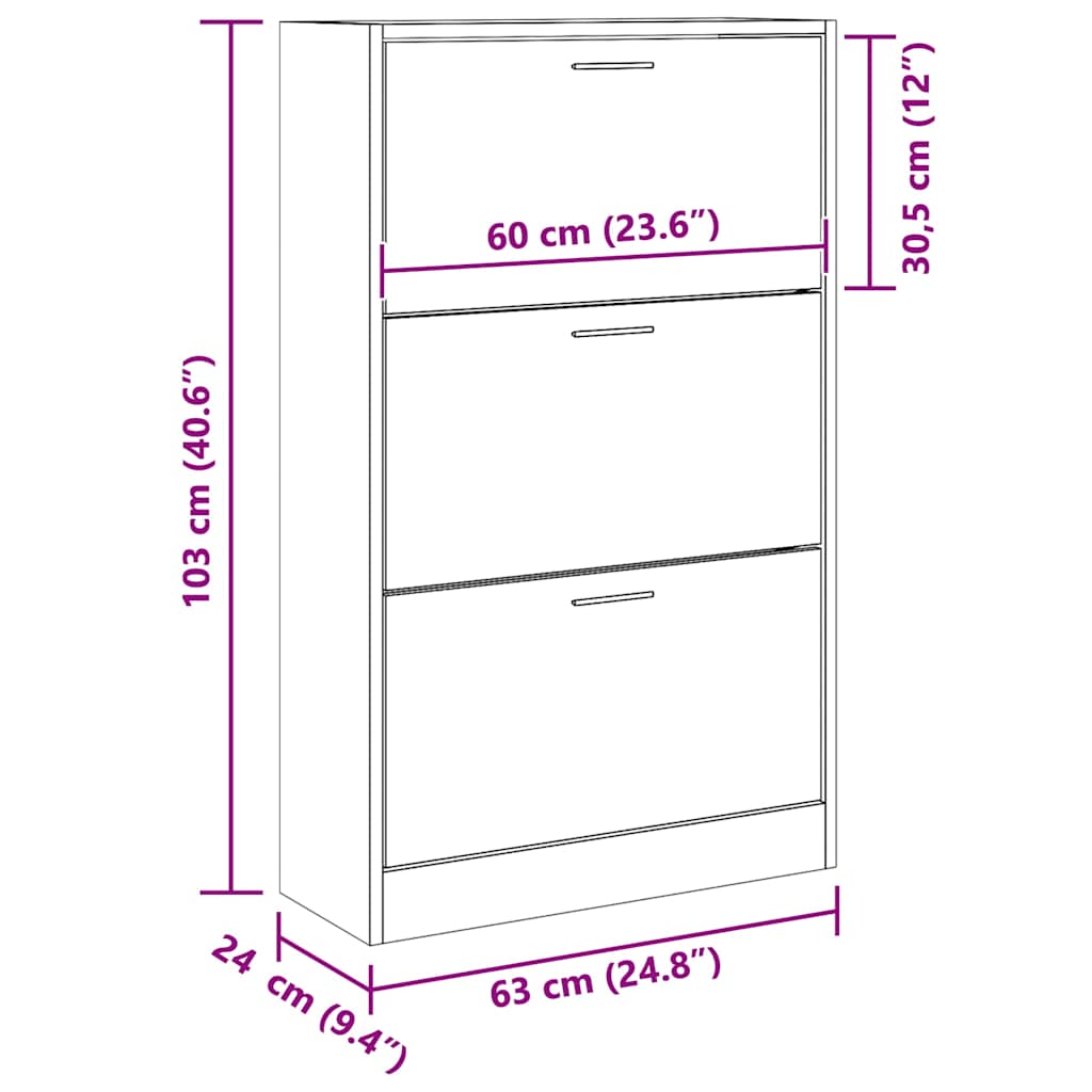 Scarpiera Bianca 63x24x103 cm in Legno Multistrato