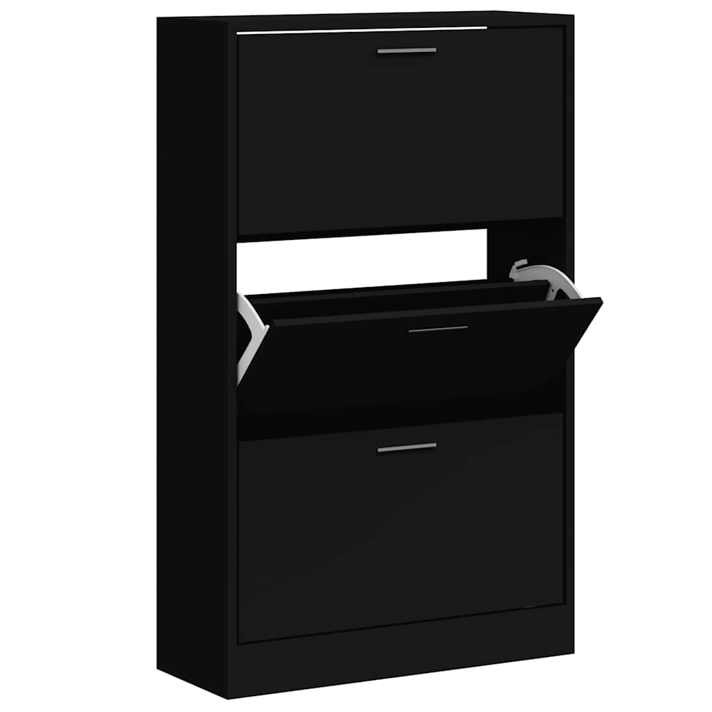 Scarpiera Nera 63x24x103 cm in Legno Multistrato