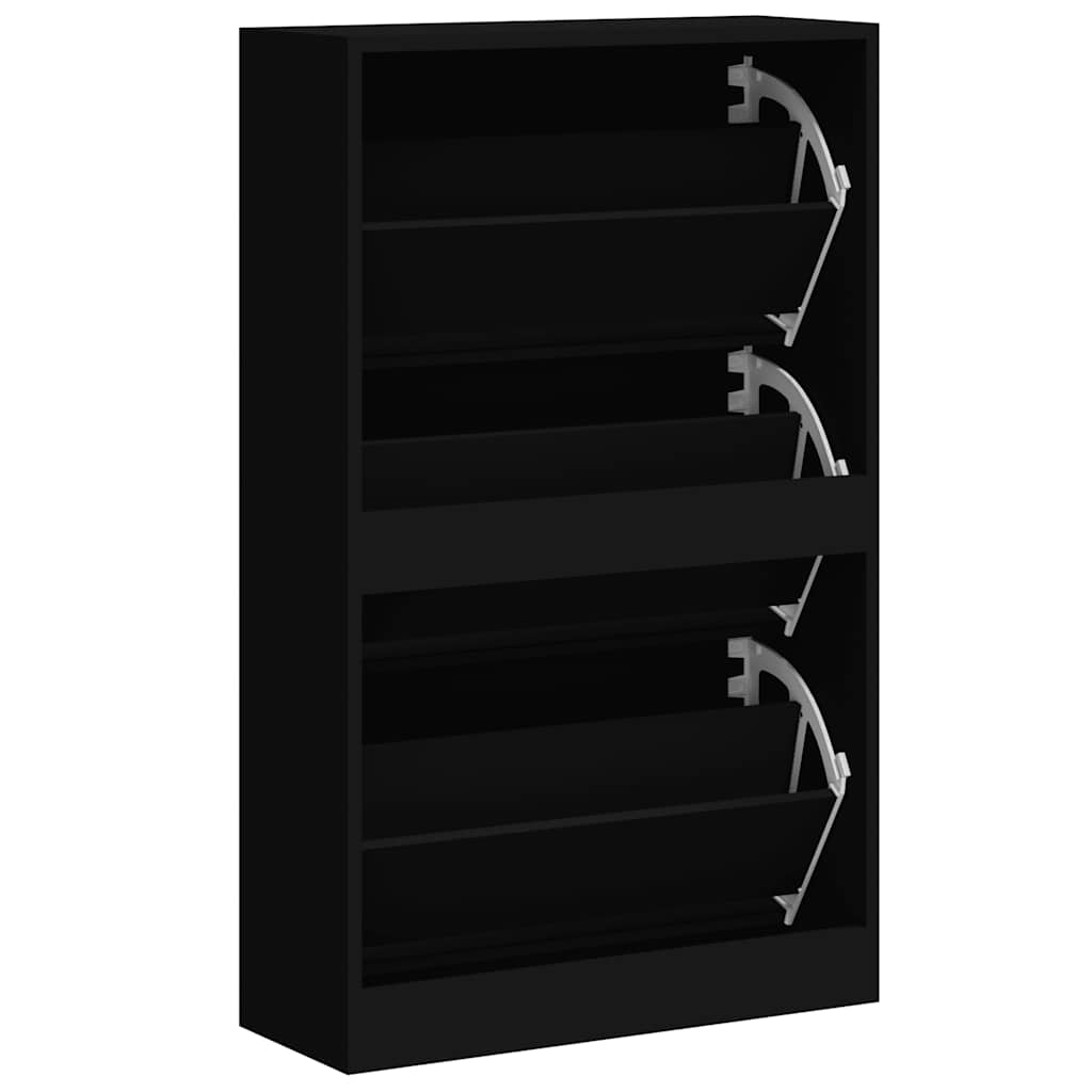 Scarpiera Nera 63x24x103 cm in Legno Multistrato