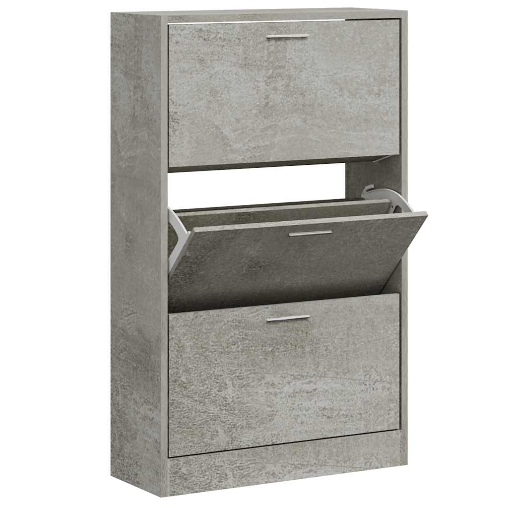 Scarpiera Grigio Cemento 63x24x103 cm in Legno Multistrato