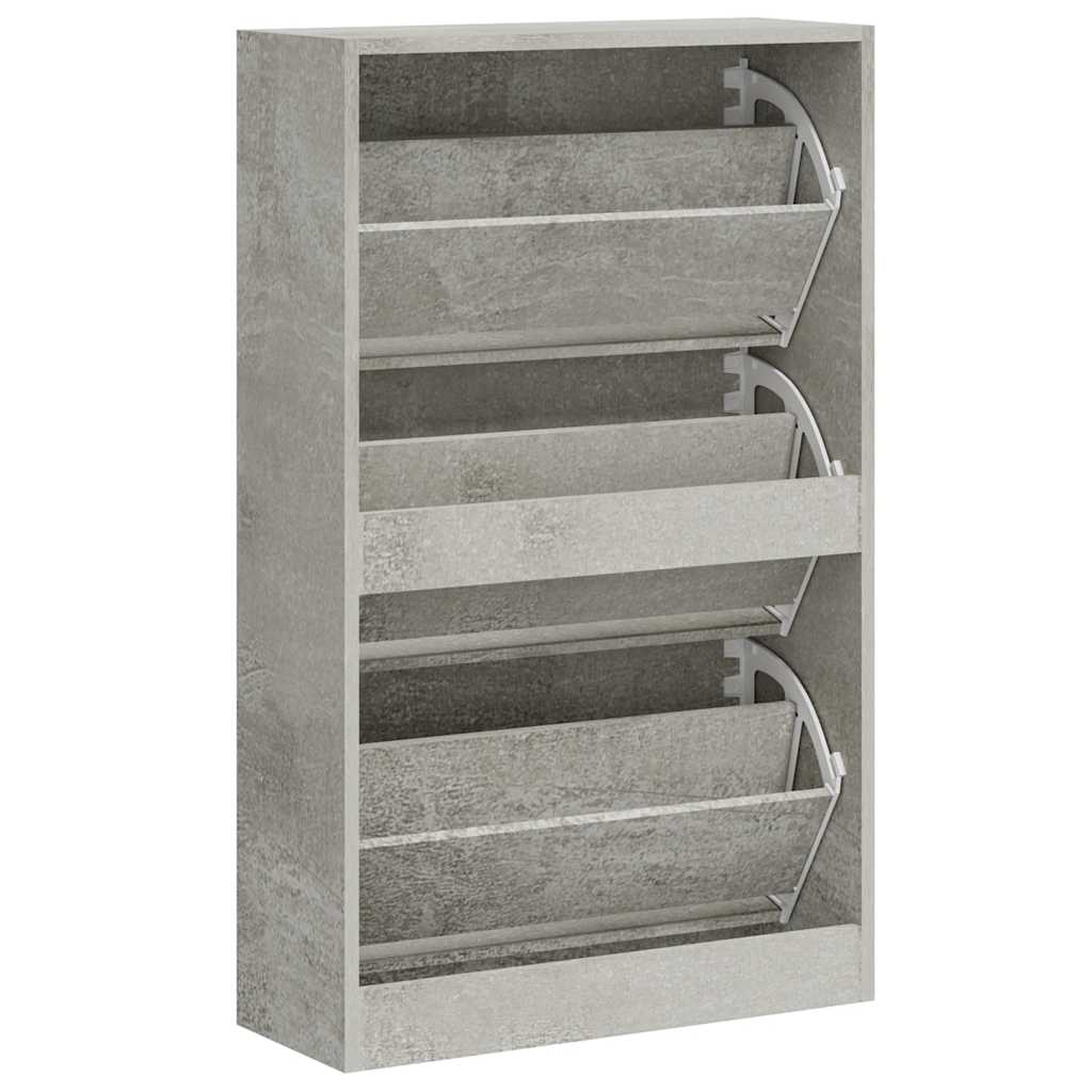 Scarpiera Grigio Cemento 63x24x103 cm in Legno Multistrato