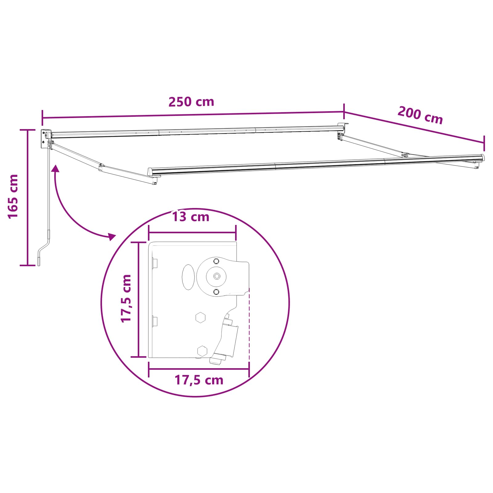 Tenda retrattile Sabbia 2,5 x 2 m 100% Poliestere e Alluminio