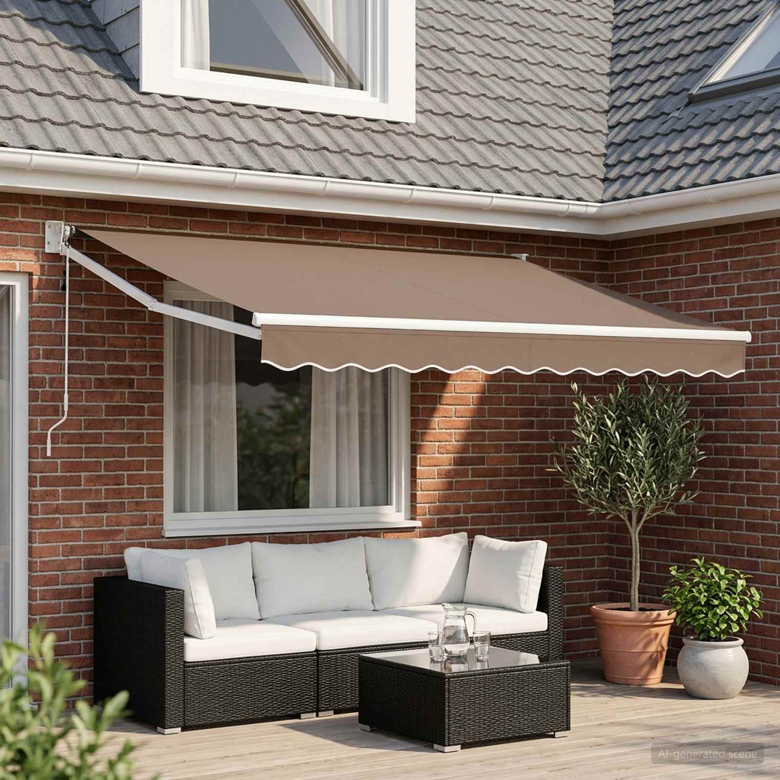 Tenda retrattile Tortora 2,5 x 2 m Poliestere e Metallo