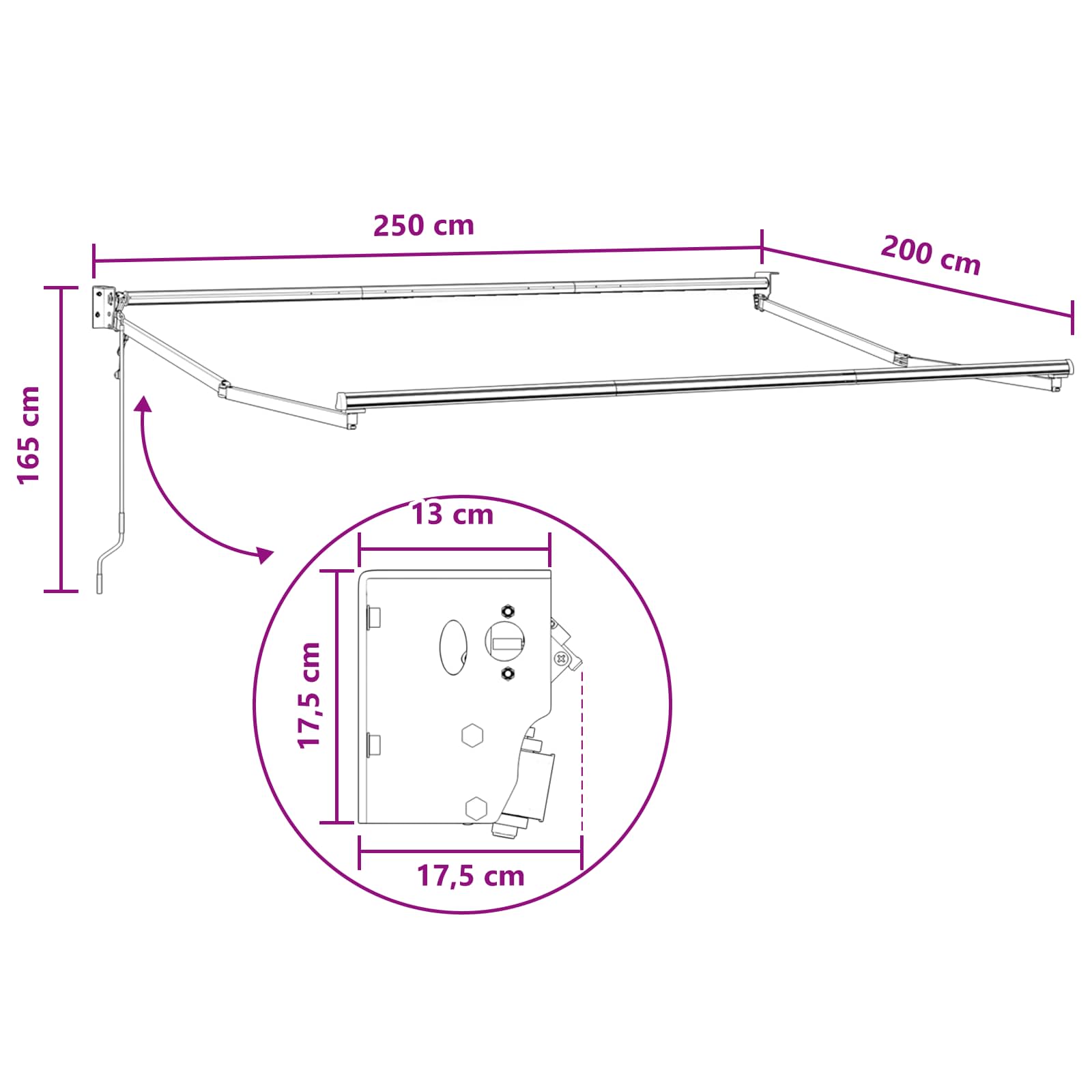Tenda retrattile Tortora 2,5 x 2 m Poliestere e Metallo