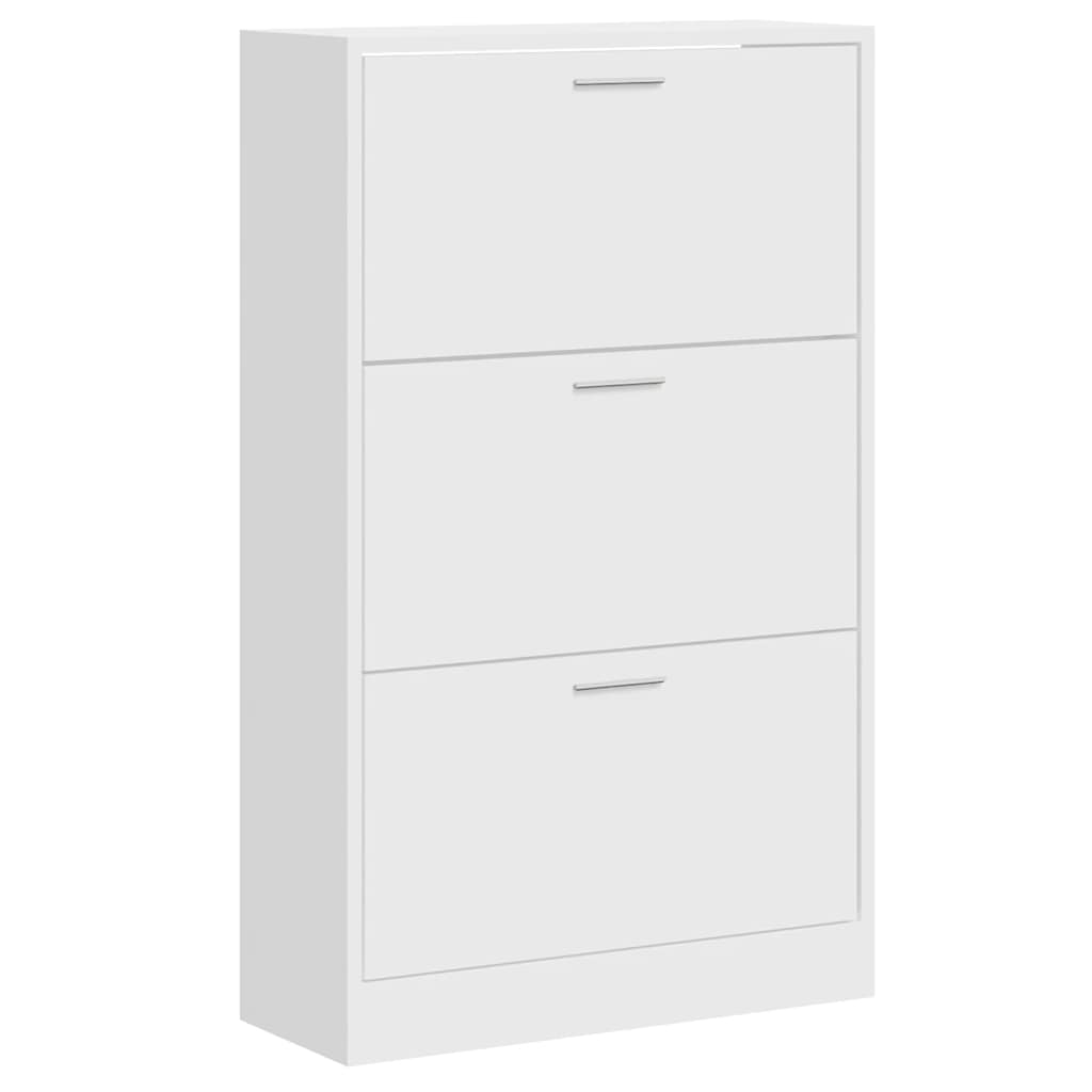 Scarpiera Bianco Lucido 63x24x103 cm in Legno Multistrato