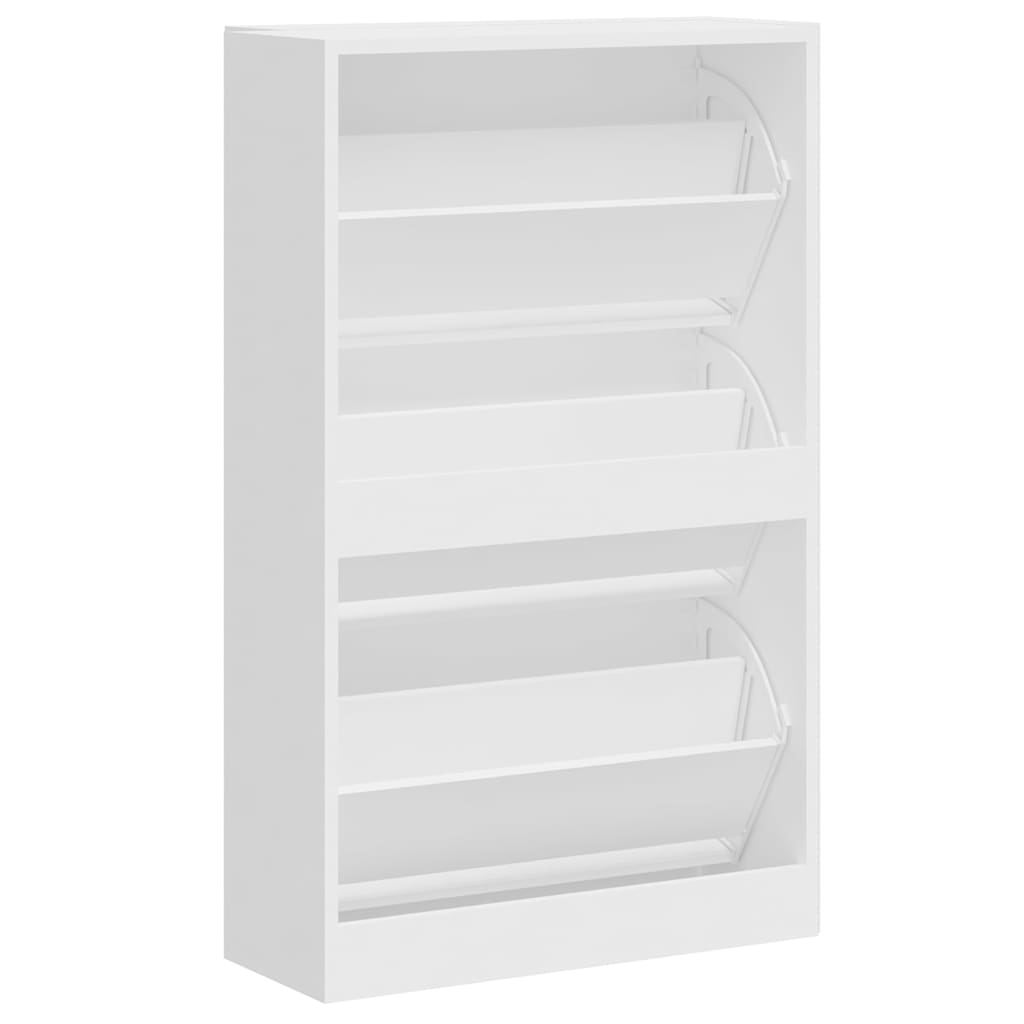 Scarpiera Bianco Lucido 63x24x103 cm in Legno Multistrato