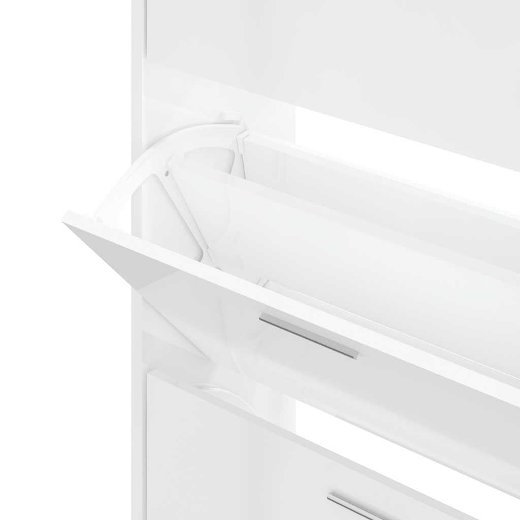 Scarpiera Bianco Lucido 63x24x103 cm in Legno Multistrato
