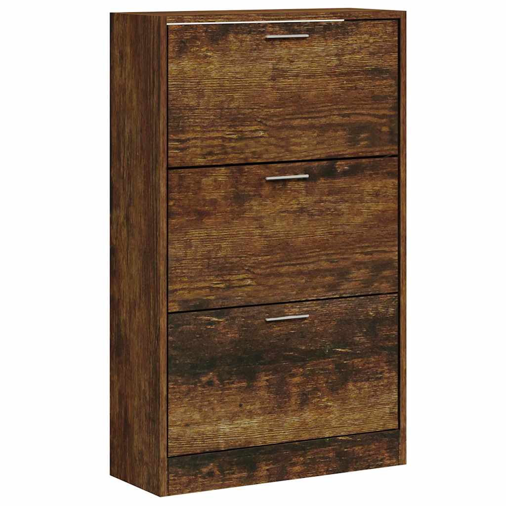 Scarpiera Rovere Fumo 63x24x103 cm in Legno Multistrato