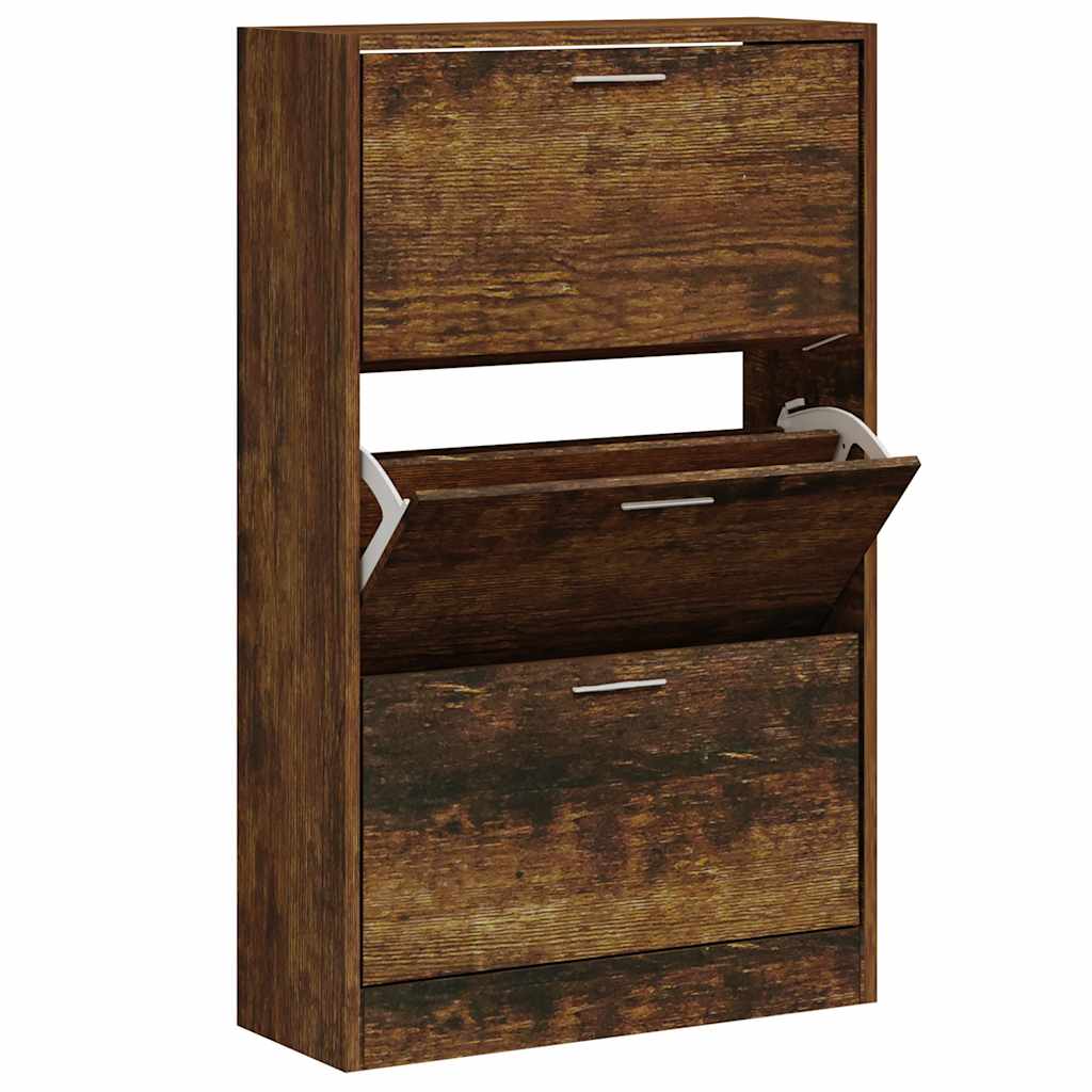 Scarpiera Rovere Fumo 63x24x103 cm in Legno Multistrato