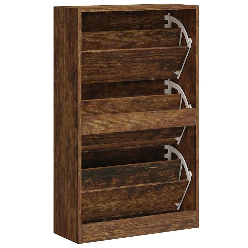 Scarpiera Rovere Fumo 63x24x103 cm in Legno Multistrato