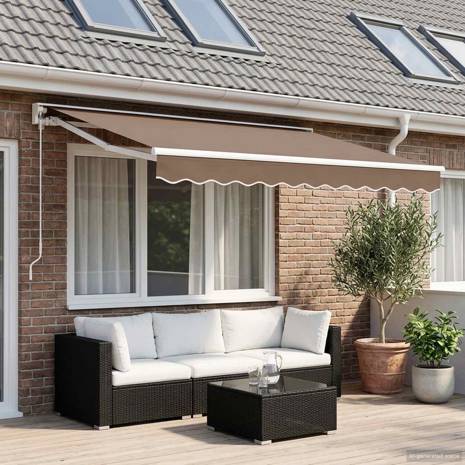 Tenda retrattile Tortora 2,5 x 2 m Poliestere e Alluminio
