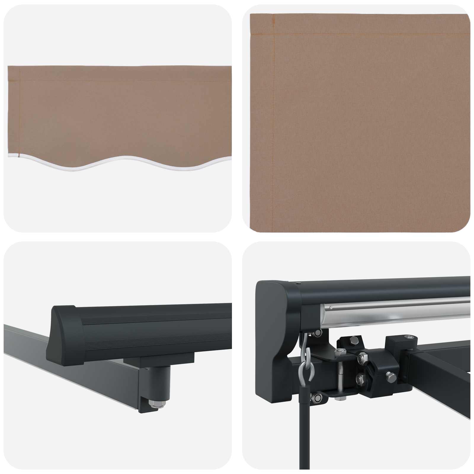 Cornice per Tenda Manuale con LED Tortora 2,5 x 2 m