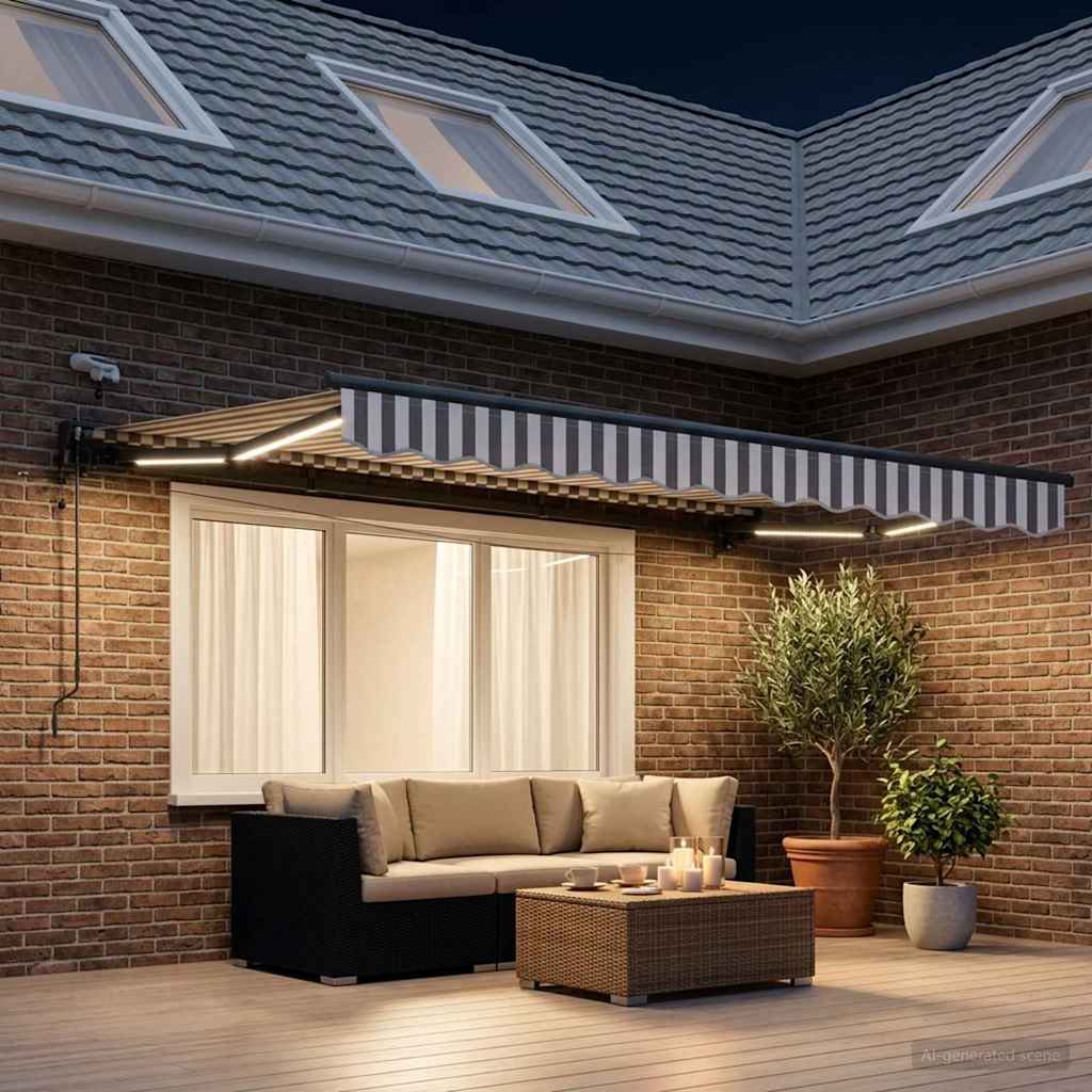 Tettuccio Elettrico Retrattile Grigio chiaro e bianco 2,5 x 2 m