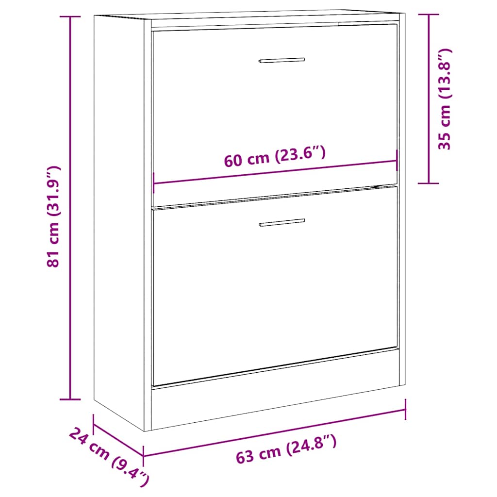Scarpiera Grigio Cemento 63x24x81 cm in Legno Multistrato