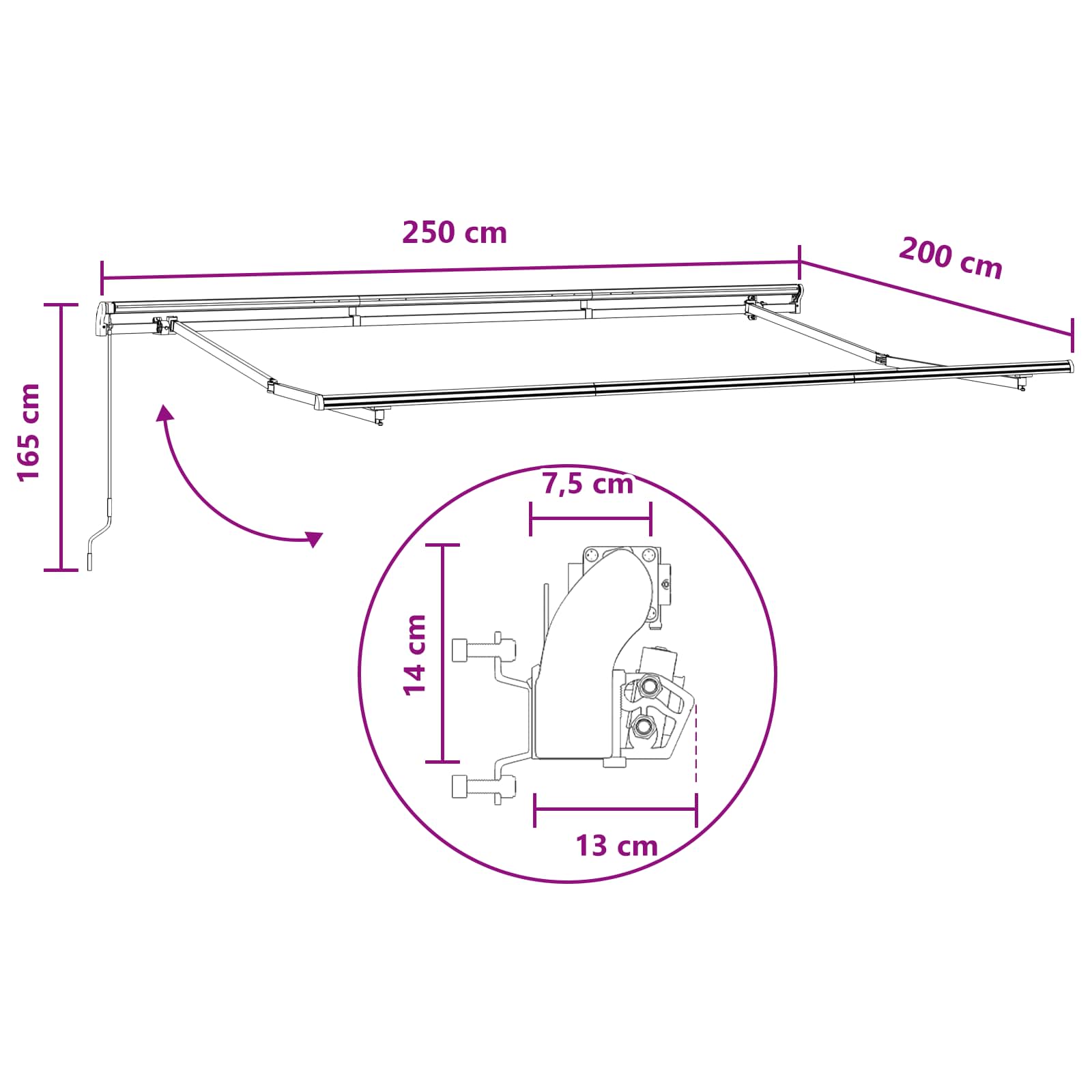 Tenda retrattile Grigio chiaro e bianco 2,5 x 2 m Tessuto