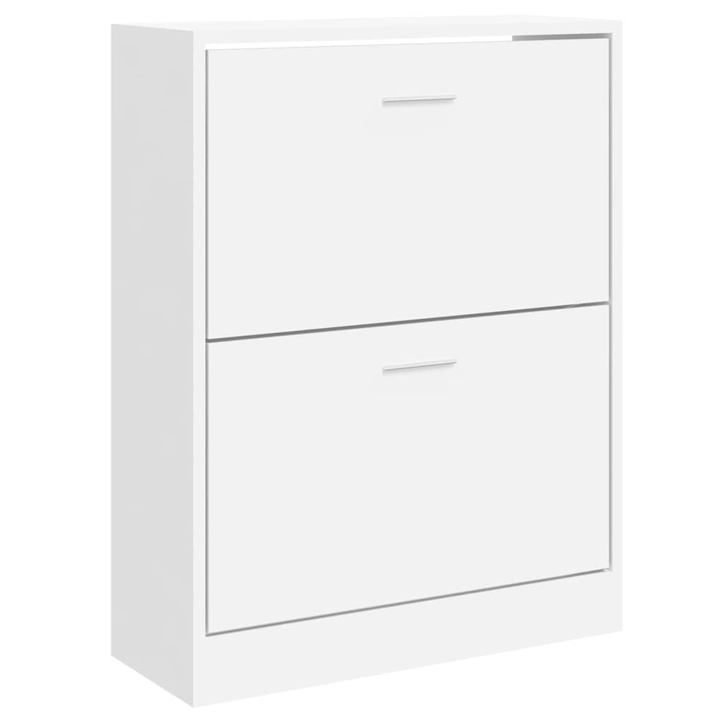 Scarpiera Bianco Lucido 63x24x81 cm in Legno Multistrato