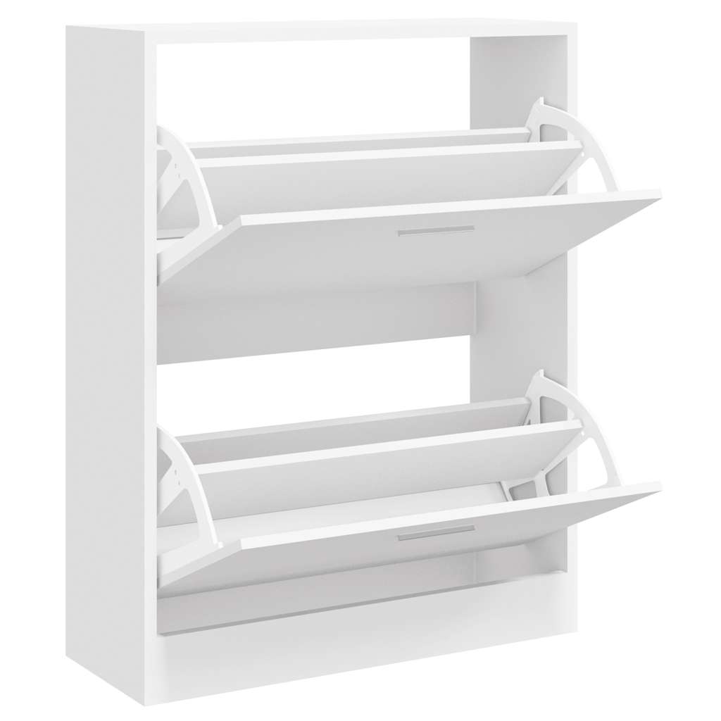Scarpiera Bianco Lucido 63x24x81 cm in Legno Multistrato