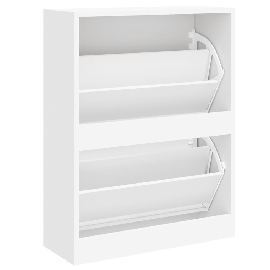 Scarpiera Bianco Lucido 63x24x81 cm in Legno Multistrato