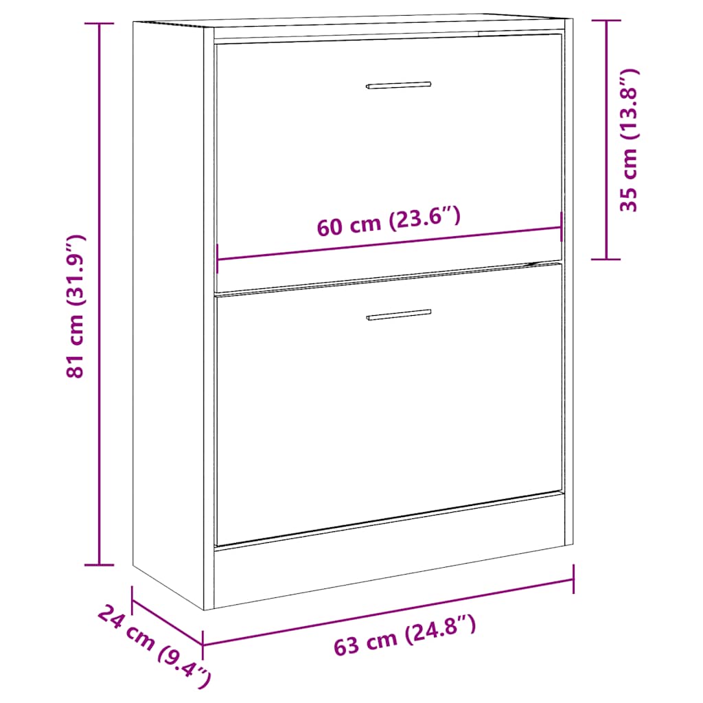 Scarpiera Bianco Lucido 63x24x81 cm in Legno Multistrato