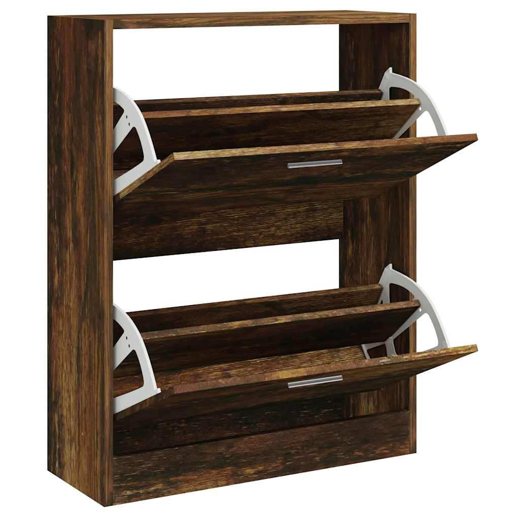 Scarpiera Rovere Fumo 63x24x81 cm in Legno Multistrato